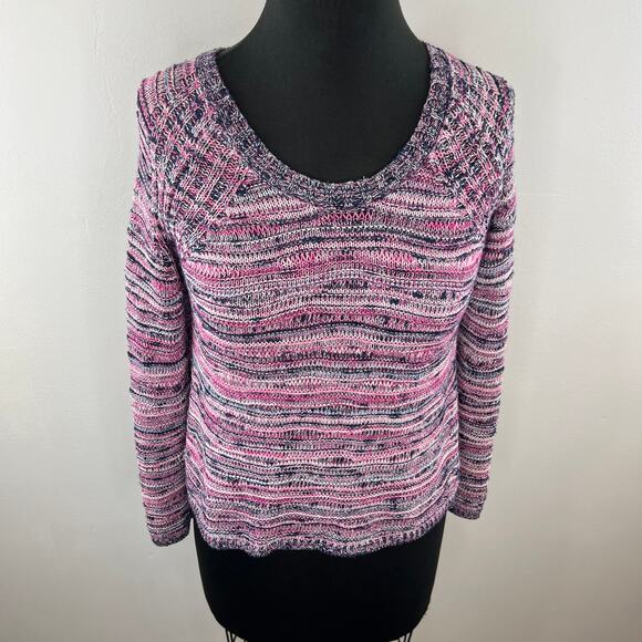 MAJE Mirabella Lurex Ribbed Sweater Pink Purple Knit Metallic Scoop Neck 1 Small - Picture 2 of 8
